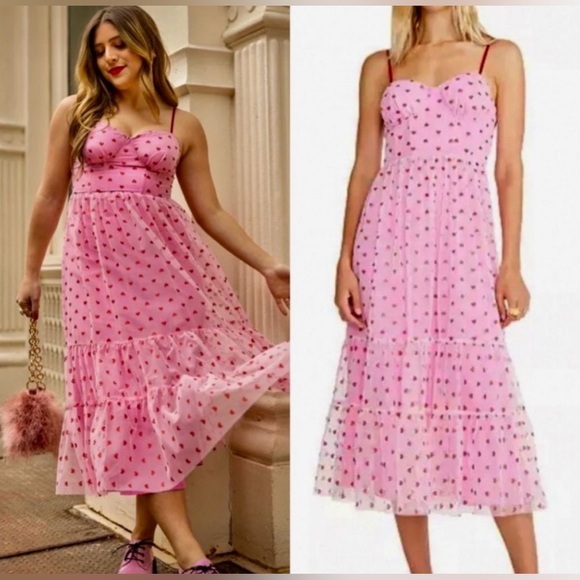 Betsey Johnson Classically Pink Heart Dress Size 4 Valentine's Red Glitter NEW - Picture 6 of 16